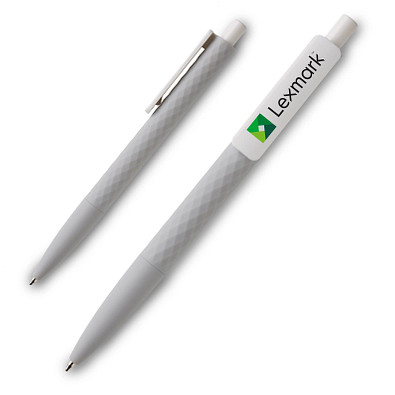 XD COLLECTION Druckkugelschreiber X3 mit Smooth-Touch, blaue Mine, grau/weiß XD COLLECTION Druckkugelschreiber X3 mit Smooth-Touch, blaue Mine, grau/weiß